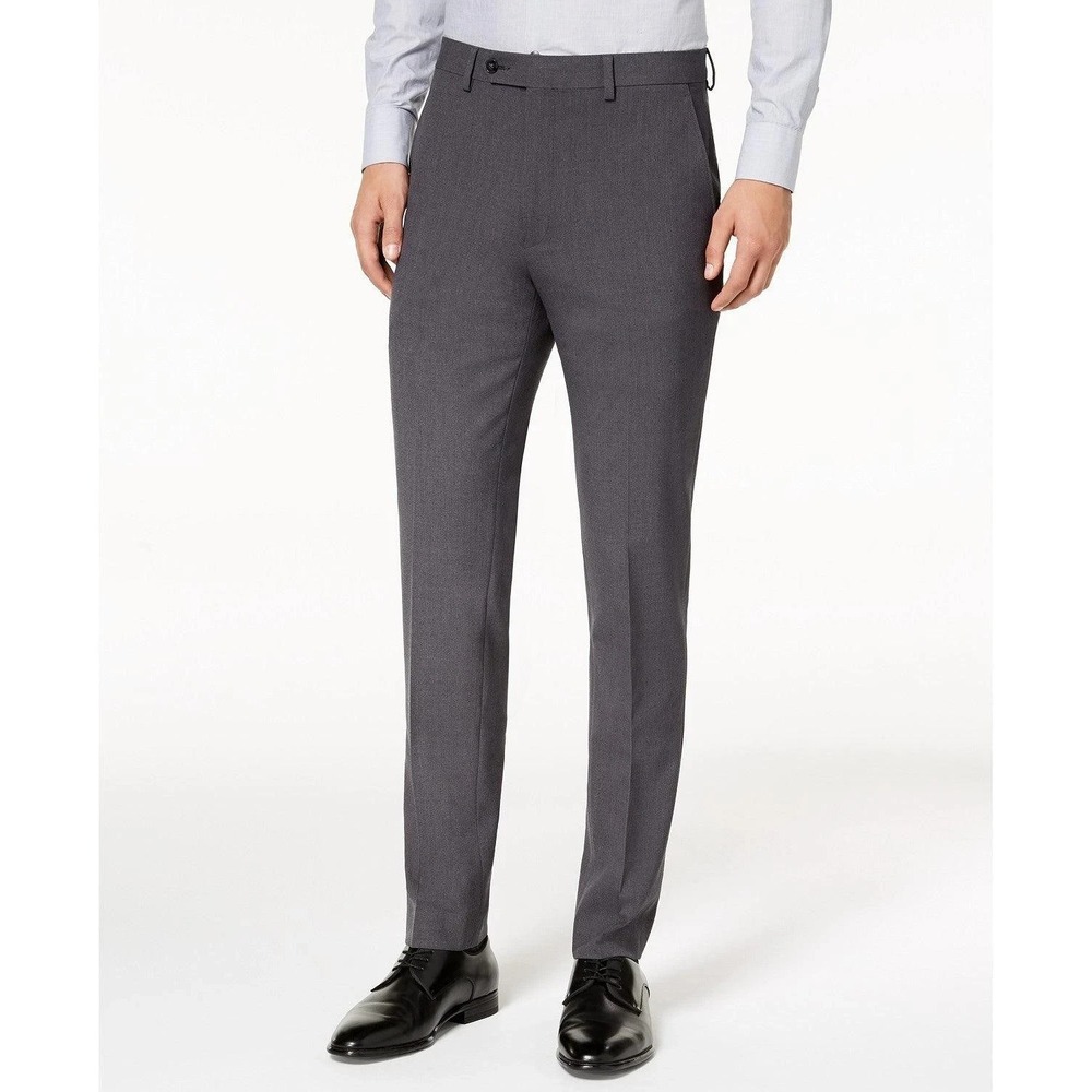 Calvin Klein Mens Skinny fit Dress Pants 33W 30L Charcoal Grey Solid Stretch